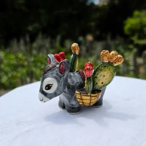 Asinello in Ceramica Siciliana con Fichi D'India Dipinto a Mano 8 cm (Copia)